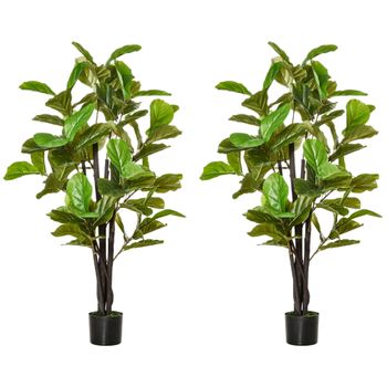 Ficus Artificiales De Peva Pe Cemento Ø15x130cm-homcom.verde