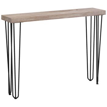 Mesa Consola De Mdf Acero Homcom 110x25x79,5 Cm Natural