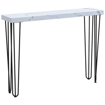 Mesa Consola De Mdf Acero Homcom 110x25x79,5 Cm Blanco