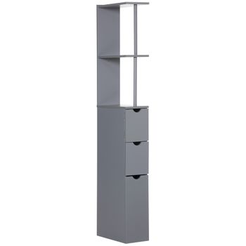 Columna Auxiliar De Baño De Mdf Homcom 15x33x136,5 Cm Gris