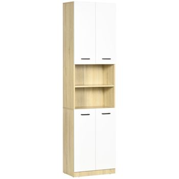 Columna Auxiliar De Baño De Melamina Kleankin 53x33,5x195,7 Cm Blanco