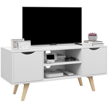 Mueble De Tv De Mdf Melamina Homcom 110x39x50 Cm Blanco