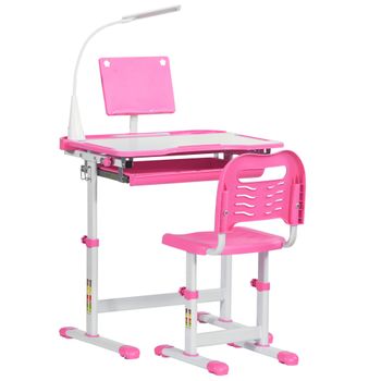 Juego De Escritorio Y Silla Para Niños De +6 Años Rosa Homcom