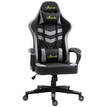 Silla Gaming De Plástico Espuma Vinsetto61x70x121-129 Cm Negro Y Gris