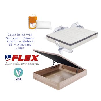 Colchón Flex Airvex Supreme 105x200 + Canapé Abatible Madera 19 Natural + Almohada Líder (sin Montaje, Con Entrega A Pie De Calle)