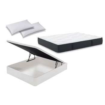 Colchón Flex Metrópoli Visco 135x200 + Canapé Abatible Madera Blanco + 2  Almohadas con Ofertas en Carrefour