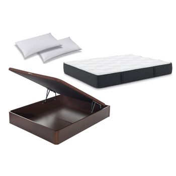 Colchón Flex Urban Visco 105x200 Con Canapé Abatible Madera Wengué Y Almohada Hipoalergénica