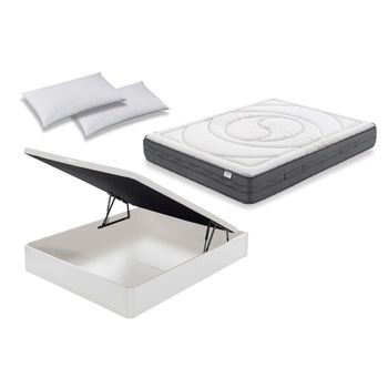 Colchón Airvex Flex Garbí Visco 135x190 + Canapé Abatible Flex Blanco + 2 Almohadas Flex