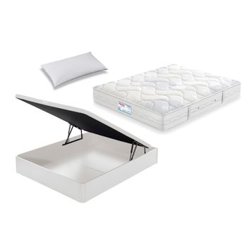 Colchón Flex Habana 105x200 + Canapé Abatible Flex Blanco + Almohada Flex