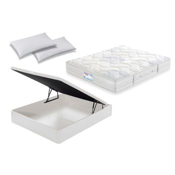 Colchón Flex Habana 135x190 + Canapé Abatible Flex Blanco + 2 Almohadas Flex