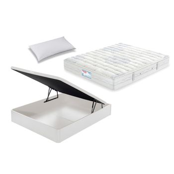 Colchón Flex Multielástic Visco 90x200 + Canapé Abatible Flex Blanco + Almohada Flex