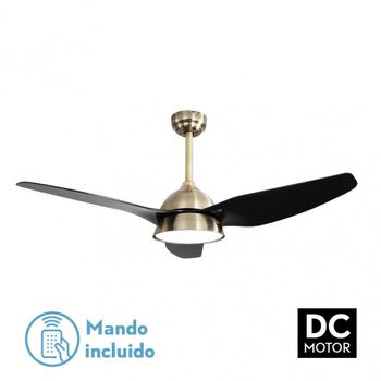 Ventilador 2xe27 Dc Kohilo Cuero/negro3 Asp.6 Vel 132d C/remoto Y Temporizador