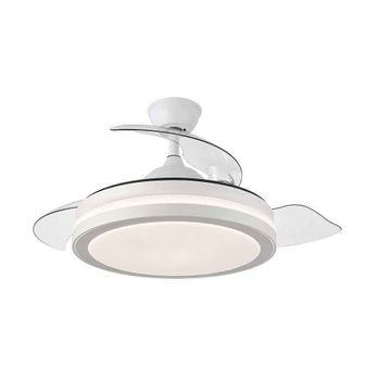 Ventilador De Techo Siroco 36-24w, Con Luz Led, Aspas Retractiles  Transparentes, Motor Dc Silencioso, Color Niquel Satinado Grande Diametro:  48-107 Cm Grande Diametro: 48-107 Cm con Ofertas en Carrefour