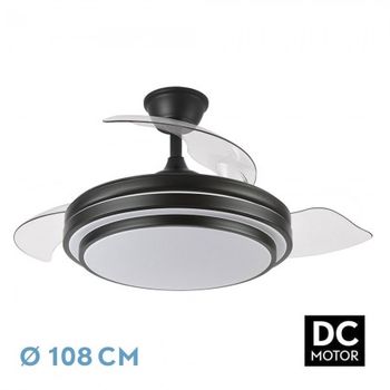 Ventilador De Techo Fabrilamp Ibe Negro Retráctil Ø108cm