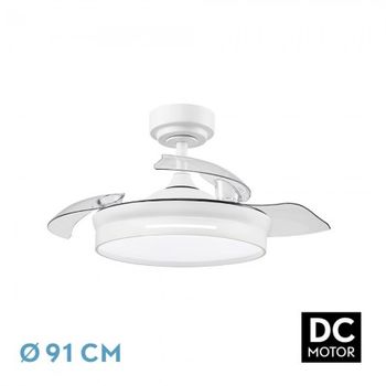 Ventilador De Techo Fabrilamp Micenas Blanco Retráctil Ø91cm