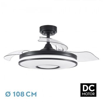 Ventilador De Techo Fabrilamp Dani Negro Retráctil 3 Aspas Ø108cm