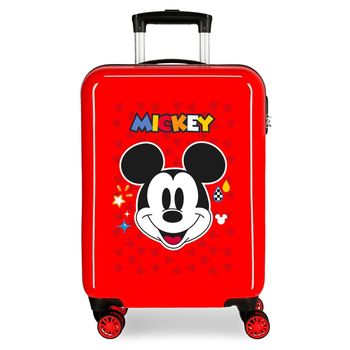 Maleta De Cabina Mickey Get Moving Rígida 55 Cm Roja