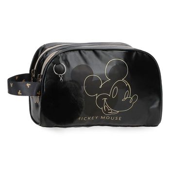 Neceser Mickey Outline Adaptable Doble Compartimento Negro 26cm