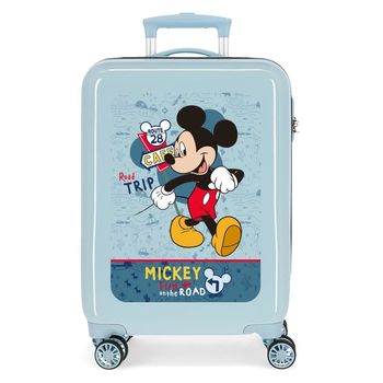 Maleta De Cabina Mickey Road Trip Rígida 55cm Azul Claro