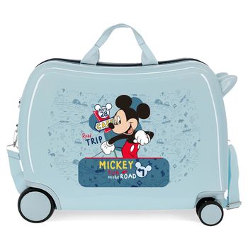 Maleta Infantil 2 Ruedas Multidireccionales Mickey Road Trip Azul Claro