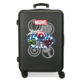 Maleta De Mediana Avengers Heroes Rígida 65cm Negro