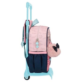 Mochila Pré-escolar Adap. 25cm C/ Carro Enso Bonjour Rosa