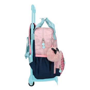 Mochila Pré-escolar Adap. 28cm C/ Carro Enso Bonjour Rosa