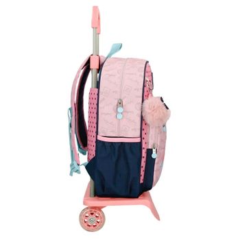 Mochila Escolar Adap. 38cm C/ Carro Enso Bonjour Rosa