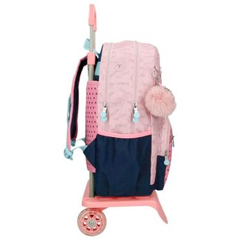 Mochila Escolar Adap. 42cm 2c C/ Carro Enso Bonjour Rosa