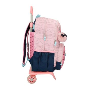 Mochila Escolar Adap. 44cm 2c C/ Carro Enso Bonjour Rosa