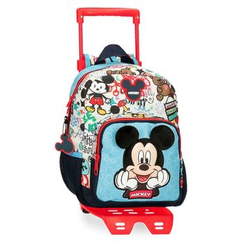 Mochila Mickey Be Cool Preescolar 28cm Con Carro