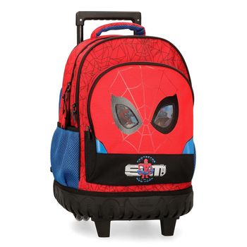 Mochila Con Dos Ruedas Spiderman Protector Dos Compartimentos