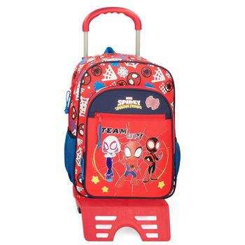 Mochila Escolar Spidey And Friends 40cm Con Carro