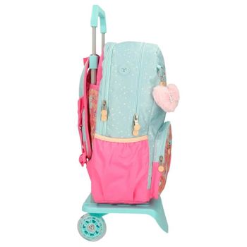 Mochila Escolar Adap. 42cm 2c C/ Carro Enso Balloons Turquesa