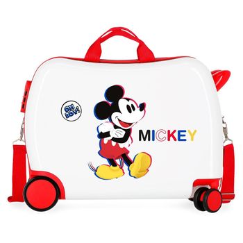 Maleta Infantil Mickey 3d 2 Ruedas Multidireccionales Blanco