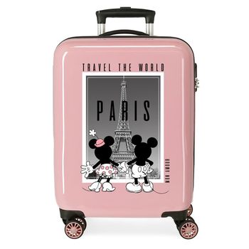 Maleta De Cabina Rígida Minnie Y Mickey Paris  55 Cm Rosa