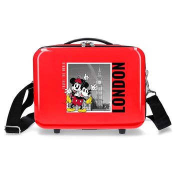 Neceser Abs Mickey Y Minnie Londres Adaptable Rojo