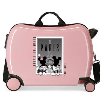 Maleta Infantil Minnie Y Mickey Paris 2 Ruedas Multidireccionales Rosa