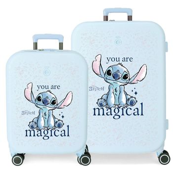 Juego De Maletas Stitch You Are Magical 55 - 68 Cm Azul Claro