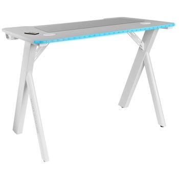 Mars Gaming Mgd100rgb, Mesa Gaming Rgb 100cm, Alfombrilla Xxl, Soportes Externos, Blanco