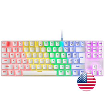 Mars Gaming  Mk80 Blanco, Teclado  Mecánico Frgb, Switch Mecánico Marrón, Idioma Us