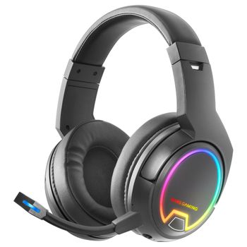 Mars Gaming Mhw-100 Negro, Auriculares Inalámbricos Argb Flow, Micrófono Enc Extraíble