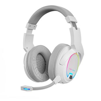 Mars Gaming Mhw-100 Blanco, Auriculares Inalámbricos Argb Flow, Micrófono Enc Extraíble