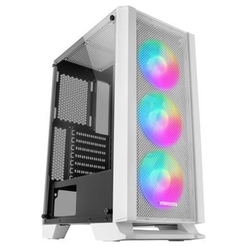 Mars Gaming Mc-c Blanco, Caja Pc Atx, Panel Metal-mesh, 3 Ventiladores Frontales Frgb 12cm