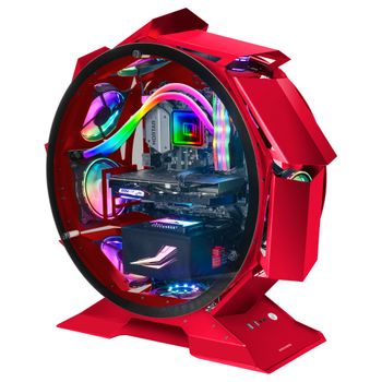 Mars Gaming Mcorb Rojo, Caja Pc Gaming Micro-atx Xl, Diseño Circular, Cristal Templado