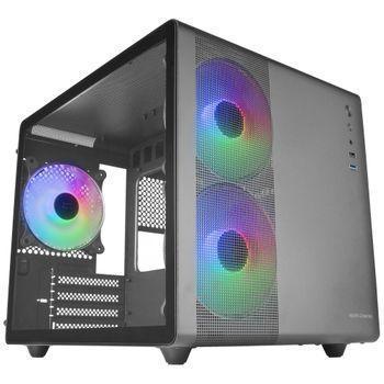 Mars Gaming - MC-S1 Negro Caja PC Compacta Gaming Micro-ATX Iluminación  ARGB 12 Modos Ventilador FRGB Ventana Lateral Completa