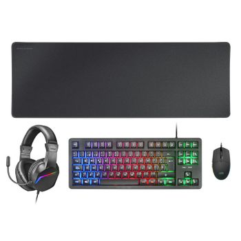 Mars Gaming Mcp-rgb3, Pack Rgb Teclado, Ratón, Cascos, Alfombrilla, Negro, Italiano