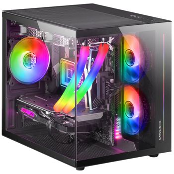 Minitorre Gaming Custom Negra Mars Gaming Mc-view Microatx, 90º Cristal Templado