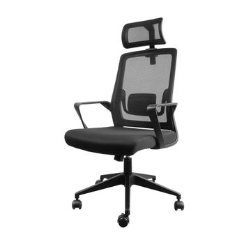 Vinsetto Silla de Oficina Ergonómica Silla Escritorio Giratoria con Altura  Ajustable Reposacabezas Soporte Lumbar Regulables y Respaldo Transpirable  63,5x64,5x113-122 cm Negro en