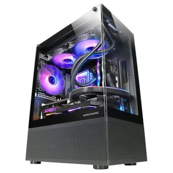 Mars Gaming Mc-se, Caja Pc Micro-atx, Cristal Templado, Tecnología Airtech Mesh, Negro